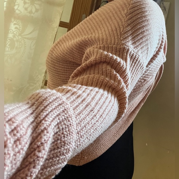 Peach 2-in-1 Knit Crop Sweater Rose Pink Boho Anthro Kawaii Knot Off Shoulder S - Picture 9 of 14